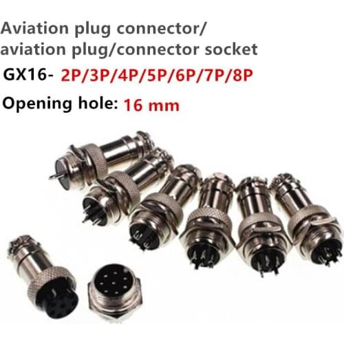 1 set GX16 16mm Aviation Connector 2/3/4/5/6/7/8P Circular Socket Plug Connector female and male