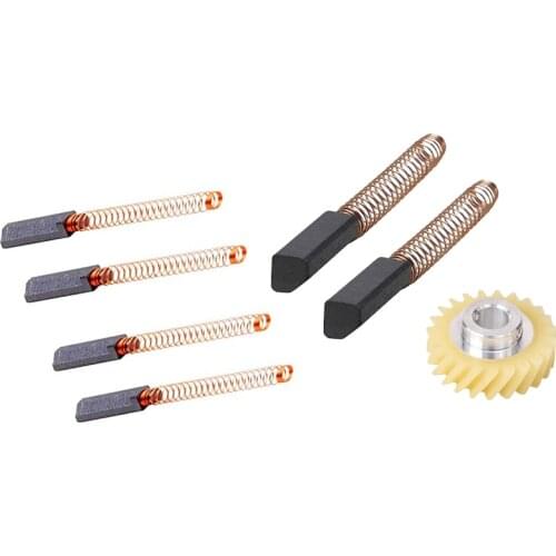 1 Set W10380496 Carbon Stand Mixer Motor Brush & 1 Set Motor Brush W10380496 4162897 Mixer Worm Drive Gear