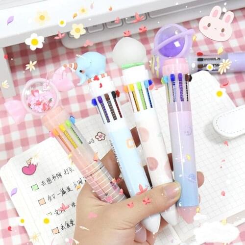 10 colors ball point pens for writing cute korean stationery 0.7mm kawaii school supplies cute pens in bulk anime stationery