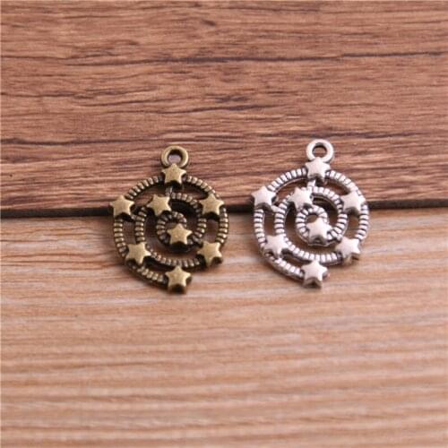 16pcs/lot 16*21mm Star Pentagram Charms Two Color Pendants Jewelry Making DIY Handmade Craft