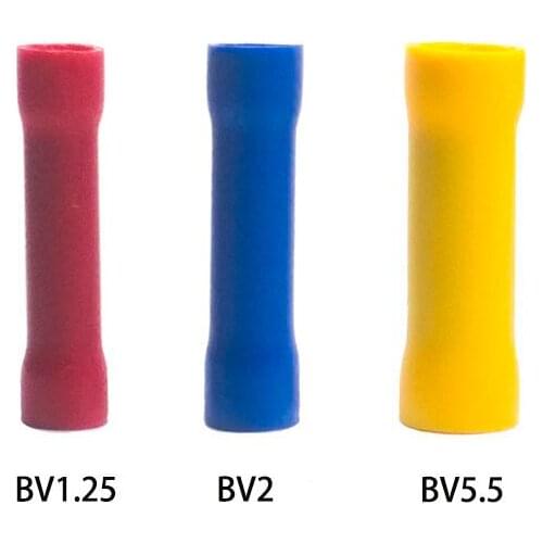 20pcs 50pcs BV1.25-2 -5.5 Splice Terminal Plug Spring Pre-insulated Lug Cosse Electric Sertir Connector Wire Adapter Blocks