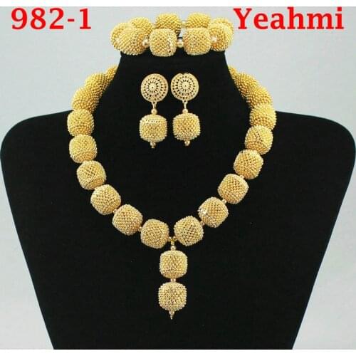 2018 Fashion Dubai Jewelry Sets Bridal Gift Nigerian wedding accessories big african Gold-color jewelry set Wholesale design