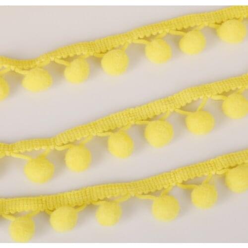 5Yards/Lot Pompom 10MM 20MM Yellow Pom Pom Trim Ball Fringe lace Ribbon Embroidery DIY Apparel Fabric Cord