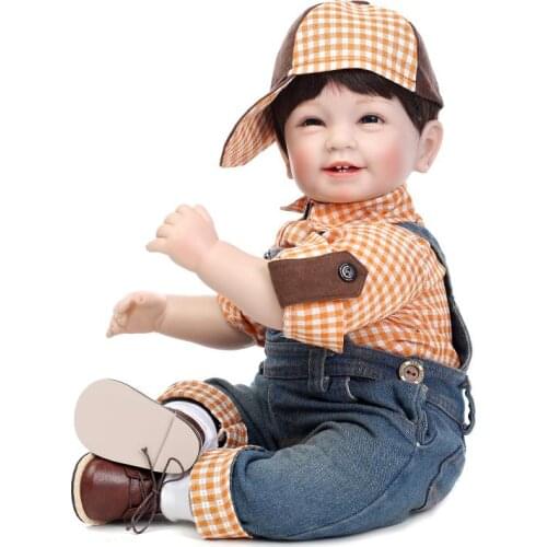 55cm 22'"silicone reborn babies dolls lifelike real boy baby live bonecas toys for children