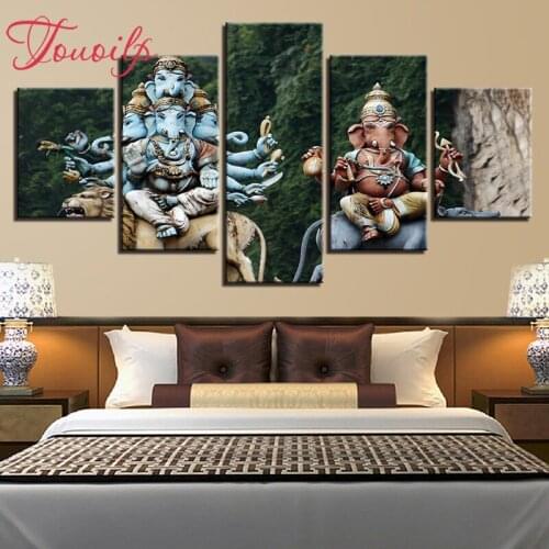 5D DIY Full Square&round 5pcs India Ganesha 5d Diamond Painting Combination diamond Embroidery Mosaic Home Decor painting