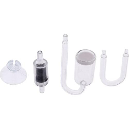 Aquarium CO2 Diffuser, U Shape Aquarium CO2 Diffuser Check Tube Suction Cup Kit