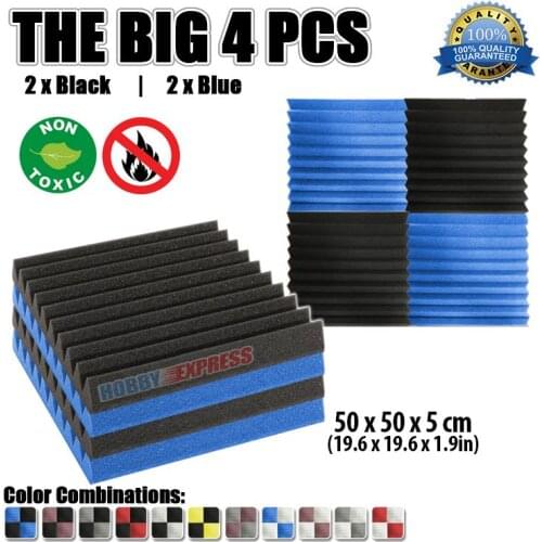 Arrowzoom 4 pcs Set Wedge Tile Acoustic Studio Foam Soundproofing Treatment 50 x 50 x 5 cm (19.6 x 19.6 x 1.9 in) KK1134