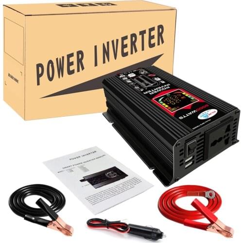 6000W 12V LCD Screen Car Inverter Power Adapter Modified Sine Wave Voltage Transformer Dual USB DC 12V to AC 220V 110V Inverter