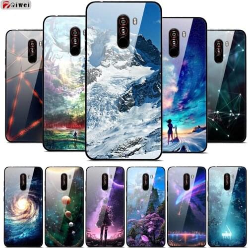 For Xiaomi Pocophone F1 Poco F1 Case Tempered Printing Back Hard Glass Case For Funda Xiaomi Pocophone F1 Case Cover Coque
