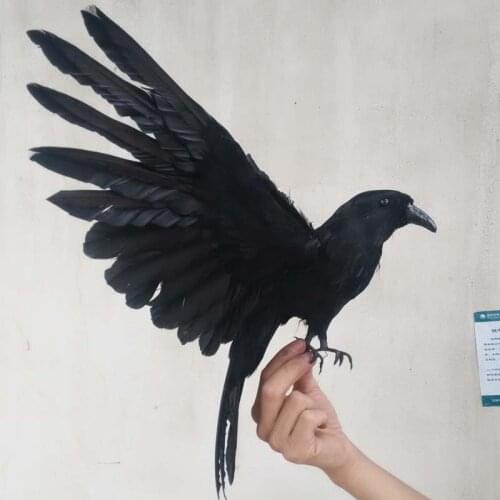 Wings black simulation crow toy plastic & furs wings crow model doll gift about 25cm 1588
