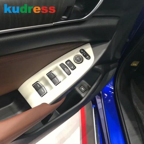 For Honda Accord 2018 2019 2020 Carbon Fiber Car Interior Window Lift Switch Panel Cover Trim Door Armrest Frame Trims Sticker