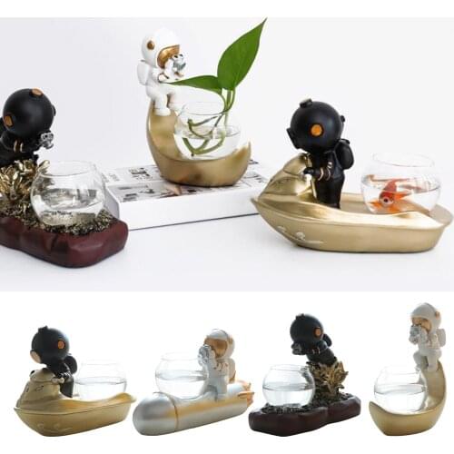 Astronaut Style Hydroponic Flowerpot Glass Vase Bonsai Terrarium Decor
