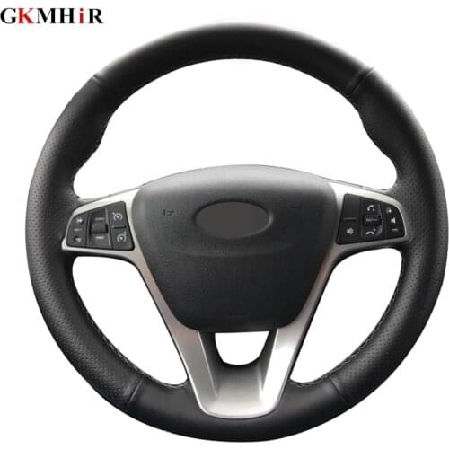 DIY Hand-stitched Black Artificial Leather Car Steering Wheel Cover for Lada Vesta 2015 2016 2017 2018 2019 Xray 2015-2019
