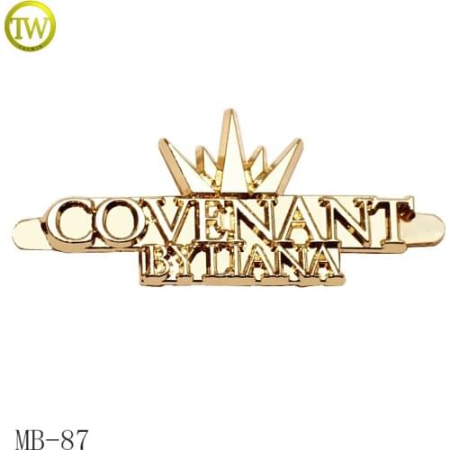 Custom zinc alloy metal main label with embossed letters for jeans