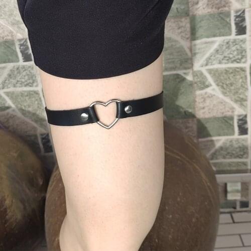 Small Heart PU leather Leg chain Sexy Harajuku Punk love leg Harness Adjustable Bondage cosplay goth jewelry Foot ring Anklet