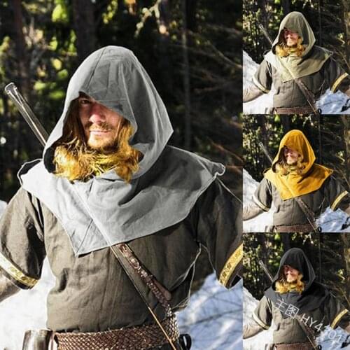 COLDKER Adult Men Costumes Accessories Viking Warrior Aristocrat Cavalier Knight Shawl Cape Medieval Cosplay Hat