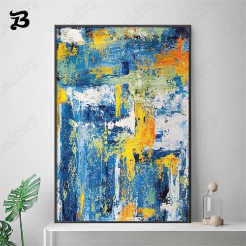 Canvas Painting Wall Art White Grey Blue Modern Abstract Nordic Oil Painting Home Decoeation Posters for Living Room Wall Decor