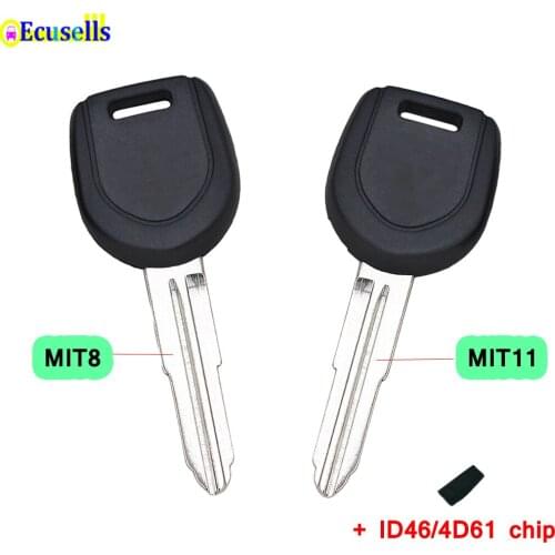 Uncut Transponder Ignition blank Key shell case for Mitsubishi Outlander Lancer Shogun L200 ID46/4D61 chip MIT8 MIT11 blade