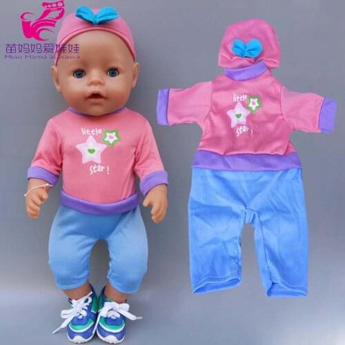 17" Baby Doll clothes one-pieces suit star top blue pants doll toys clothes kids gifts