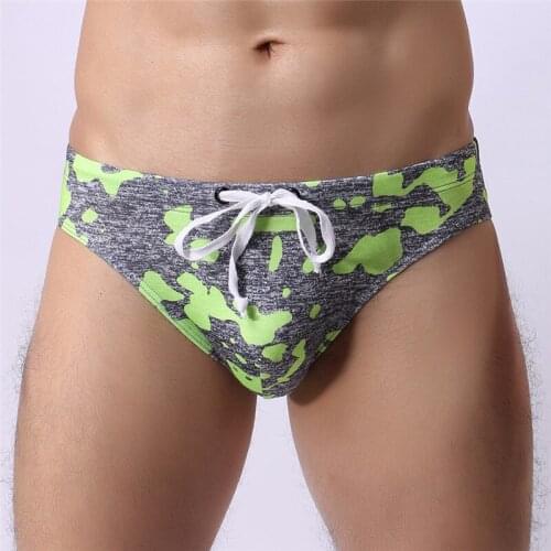 Men Swim Briefs Sexy Camouflage Printed Swimwear Swimming Pants Shorts Boxers Underwear Beachwear Bathing Maillot De Bain C0395