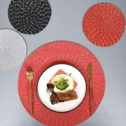 Weave PP Gold Silver Wire Pad Drink Coaster Christmas Placemat For Dining Table Mat Weding Decoration Kitchen Coffee Bar Doilies