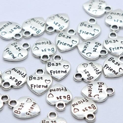 60pcs Tibetan Silver Best Friends Friendship Charms Crfts Pendants 9x12mm Jewelry Findings