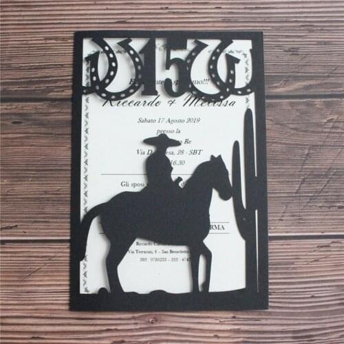 Cool invitation card horse riding 15 years birthday greeting card multi colors 50 pcs