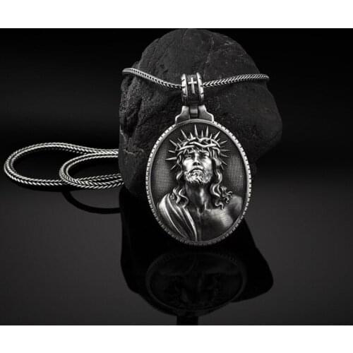 Religious Jewelry on the neck Christian Crucifixion Pendant Necklace men Catholic Hip Hop Retro Man chain necklace Medal