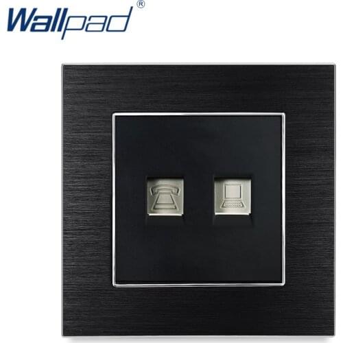 TEL Data Ethernet RJ45 CAT6 Sockets Wallpad Luxury Satin Metal Panel Electric Wall Socket Electrical Outlets For Home