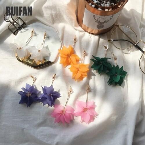 Ruifan 5 Color Flower Lotus Petals Shape Resin Drop Dangle Earrings for Women Girl Korean Earrings Fashion Jewelry YEA309