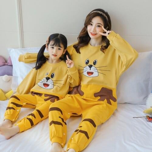 TUONXYE Family Matching Parent-child Tiger Pajamas Cotton Children Women Baby Bodysuit Kids Homewear Fashion PJS Set Nightwear