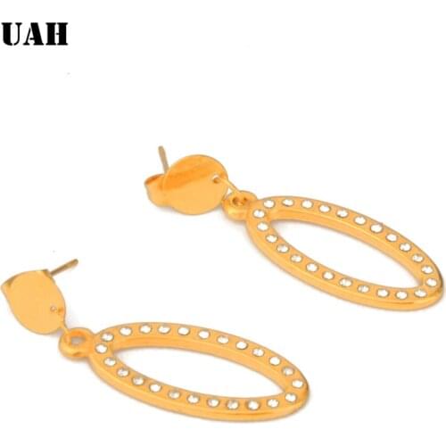 UAH Cute Bijoux Crystal Stud Earrings For Women Party Daily Wear Jewelry Wedding Accessories Wholesale Brincos long Earring