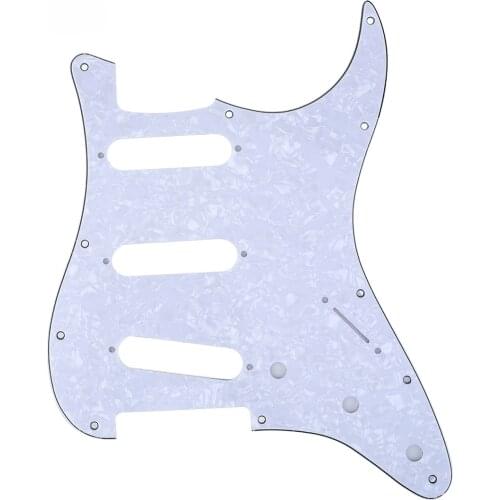Musiclily SSS 11 Hole Strat Guitar Pickguard for Fender USA/Mexican Made Standard Stratocaster Style, 4Ply White Pearl