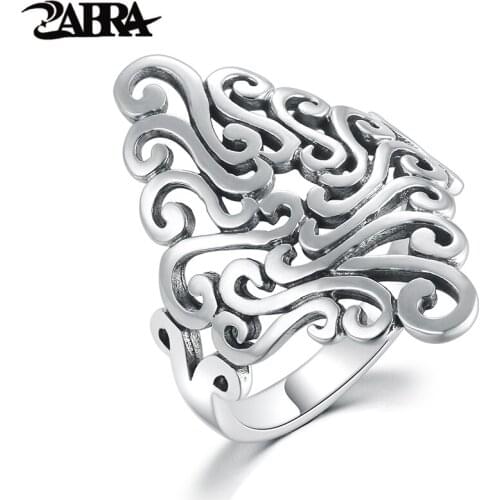 ZABRA 925 Sterling Silver Rings For Women Lucky Pattern Vintage Signet Rings Hollow Fashion Gift Female Ring Designs Jewelry