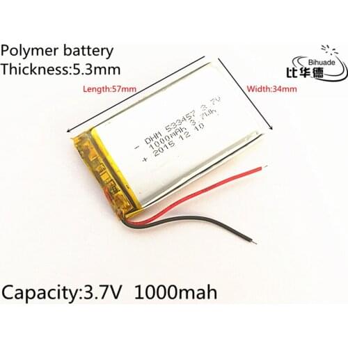 1pcs Liter energy battery 533457 503356 3.7V 1000mAh Rechargeable lithium Li-Polymer Battery For gps