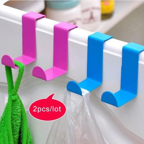 2 PC Creative Z-shaped Color Door Hook Stainless Steel Adhesive Kitchen Wall Door Holder Hook Hanger Hanging Coat Hooks