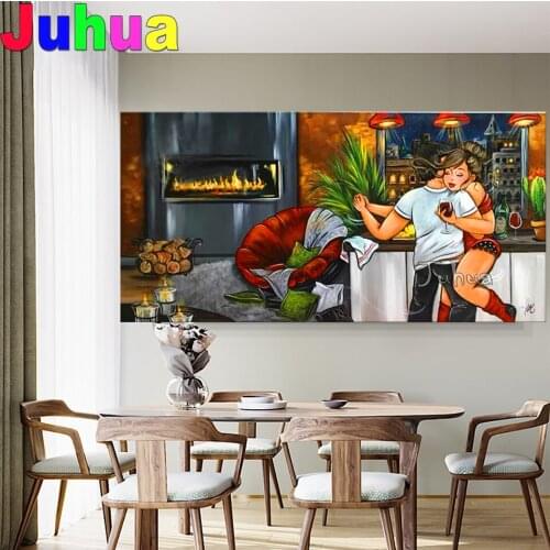 Romantic couples diamond painting ,cross stitch 3d,diamond embroidery Cartoon Fat Lady ,mosaic crafts Large Woman sticker