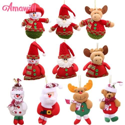 Amawill 1pc Merry Christmas Ornaments Gift Santa Claus Snowman Tree Hanging Toy Doll Christmas Decorations For Home Natal 7D