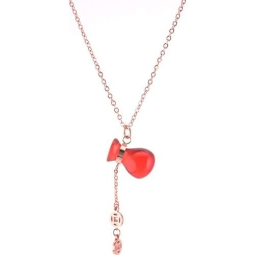 Gourd Money Bag Titanium Steel Necklace Female Collarbone Chain Simple Stainless Steel Rose Gold Plating Ornament