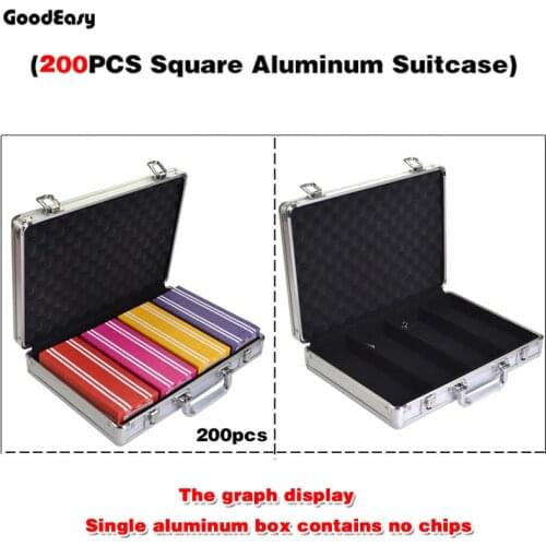 200PCS Capacity SQUARE Chips Suitcase Chip Container Chip Case/Box Poker Chips Square Aluminum Suitcase