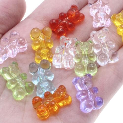CHONGAI 20Pcs Vertical Hole Cute Gummy Bear for Necklace Bracelet Earrings Jewelry Diy Findings Resin Bears Christmas Gift