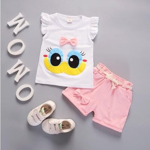Baby Fashion 2020 New Born Girl Clothes Cute Eyes Sleeveless Vest + Shorts 2PCS Infant Clothing Outfits Kids Bebes Jogging Suits