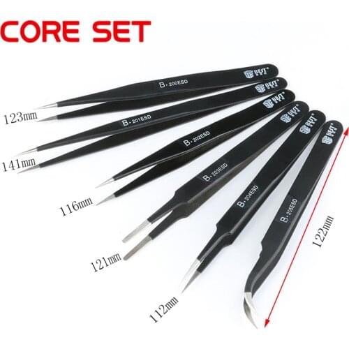 ESD Tweezers Precision High-elastic Anti-static Stainless Steel Tweezer Soldering Hand Tools Station High Quality