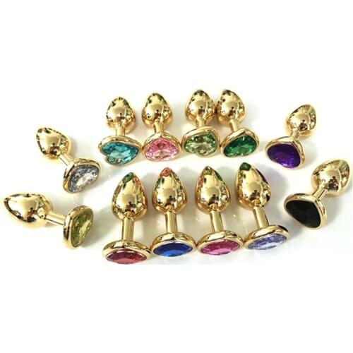Gold Metal Heart Shaped S M L Size Sex Anal Plug Anus Butt Expander Ass Sex Toys for Male and Female