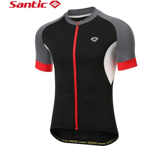 Santic Mens Cycling Jersey Short Sleeve Bike Shirts Quick-Dry Breathable Bicycle Tops Pro Fit Road Bike MTB Sports Clothing
