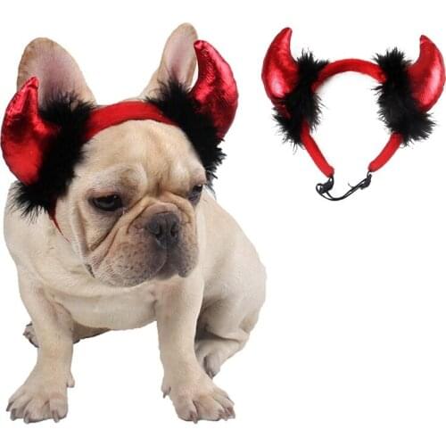 Halloween Pet Horned Vampire Devil Headband for Cats Puppy Cosplay Headdress Costumes Funny Holiday Clothes for Party