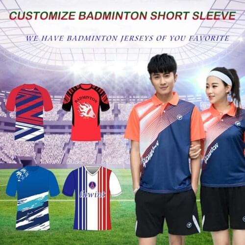 Customize Men & Women Quick Dry Badminton Shirts Training Suit Sportswear Shuttlecock Running T-Shirt Badminton short sleeve