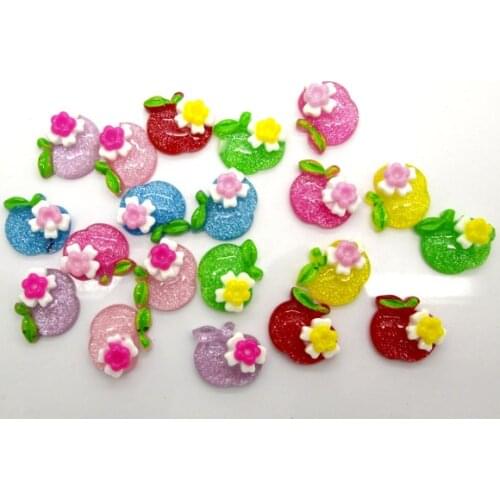50Pcs Mixed Resin Apple Beads Decoration Crafts Flatback Cabochon Scrapbooking Fit Phone Embellishments Diy Accessories