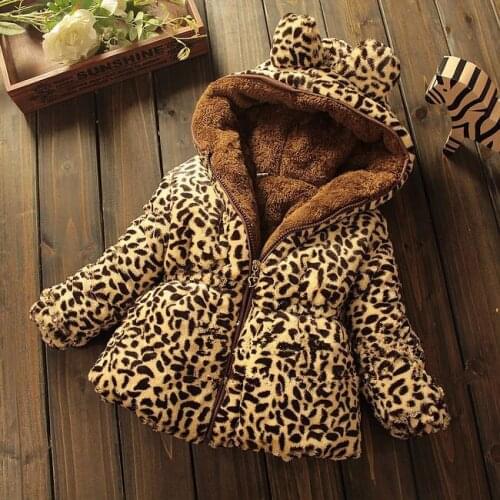 Girls Jackets Winter Warm Coat Baby Girls Leopard Print Outerwear Newborn Casual Tops Infant Girls Parkas