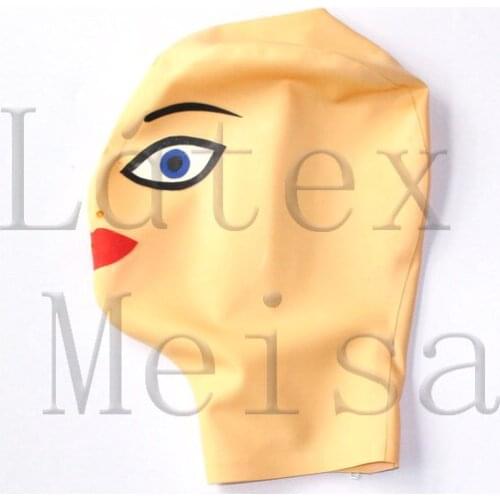 Handmade Cartoon latex masks Fetish rubber hoods in flesh color with back zip
